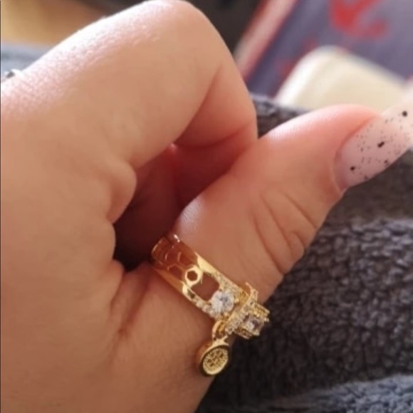 New Yellow Gold Plated Diamond Beautiful Ring 💍 - Picture 6 of 6